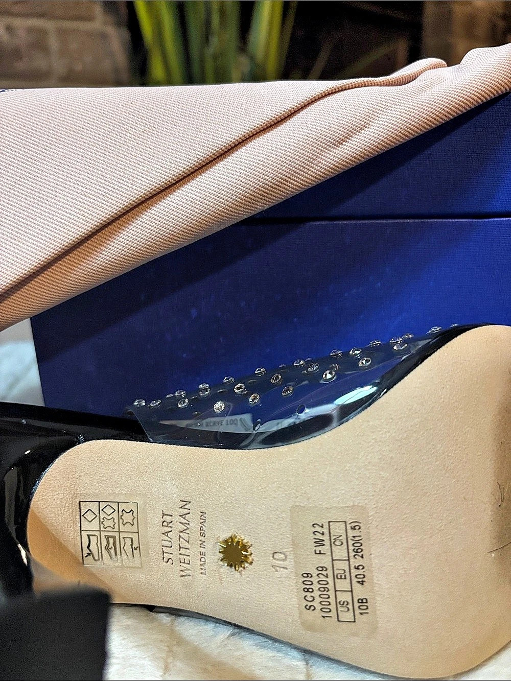 Stuart Weitzman Glam Xcurve 100 Slingback Heels Blue & Silver US 10 - Picture 4 of 4